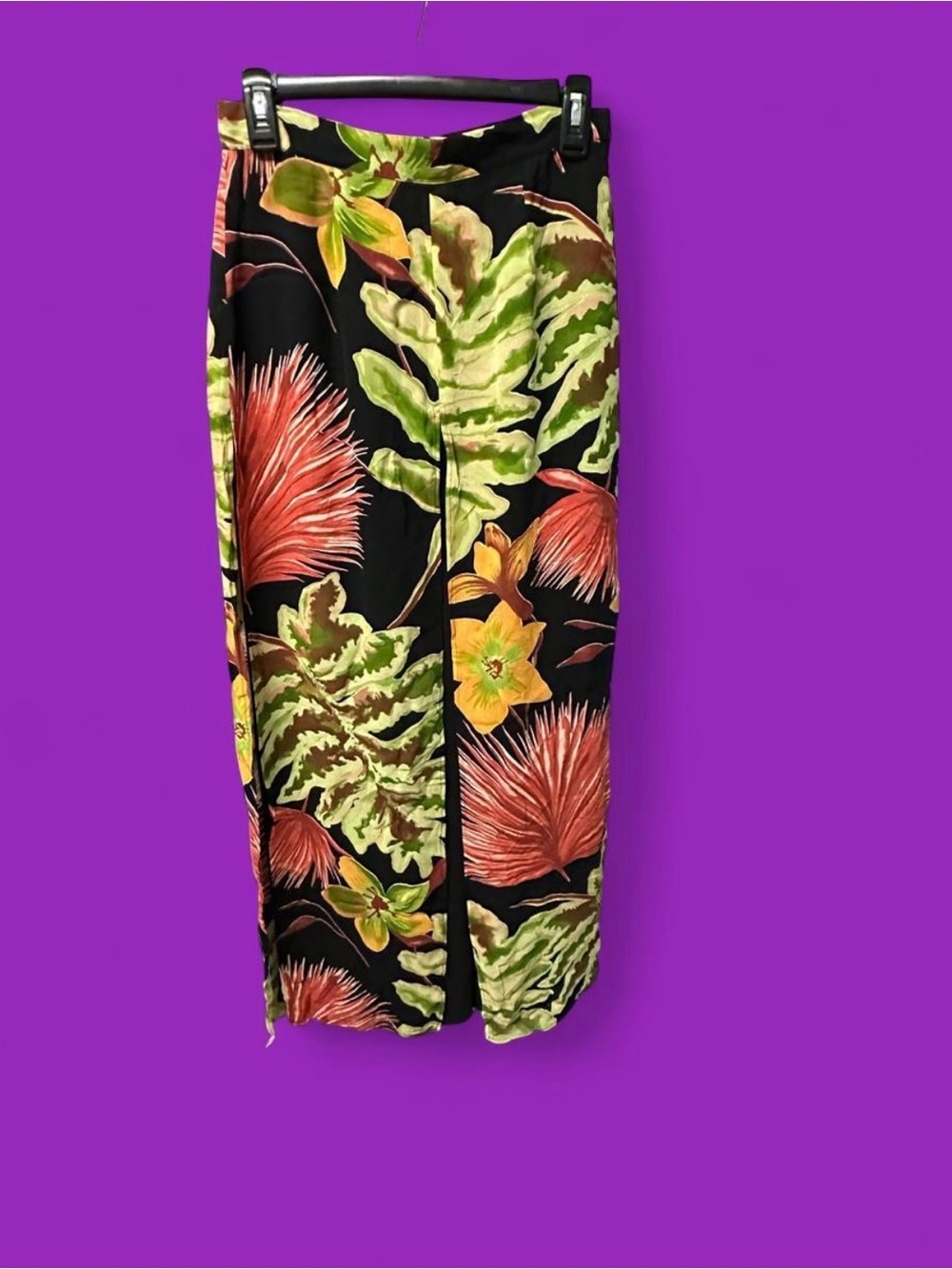 VINTAGE 90s CACHÉ Tropical Split-Leg Illusion Palazzo Pants
